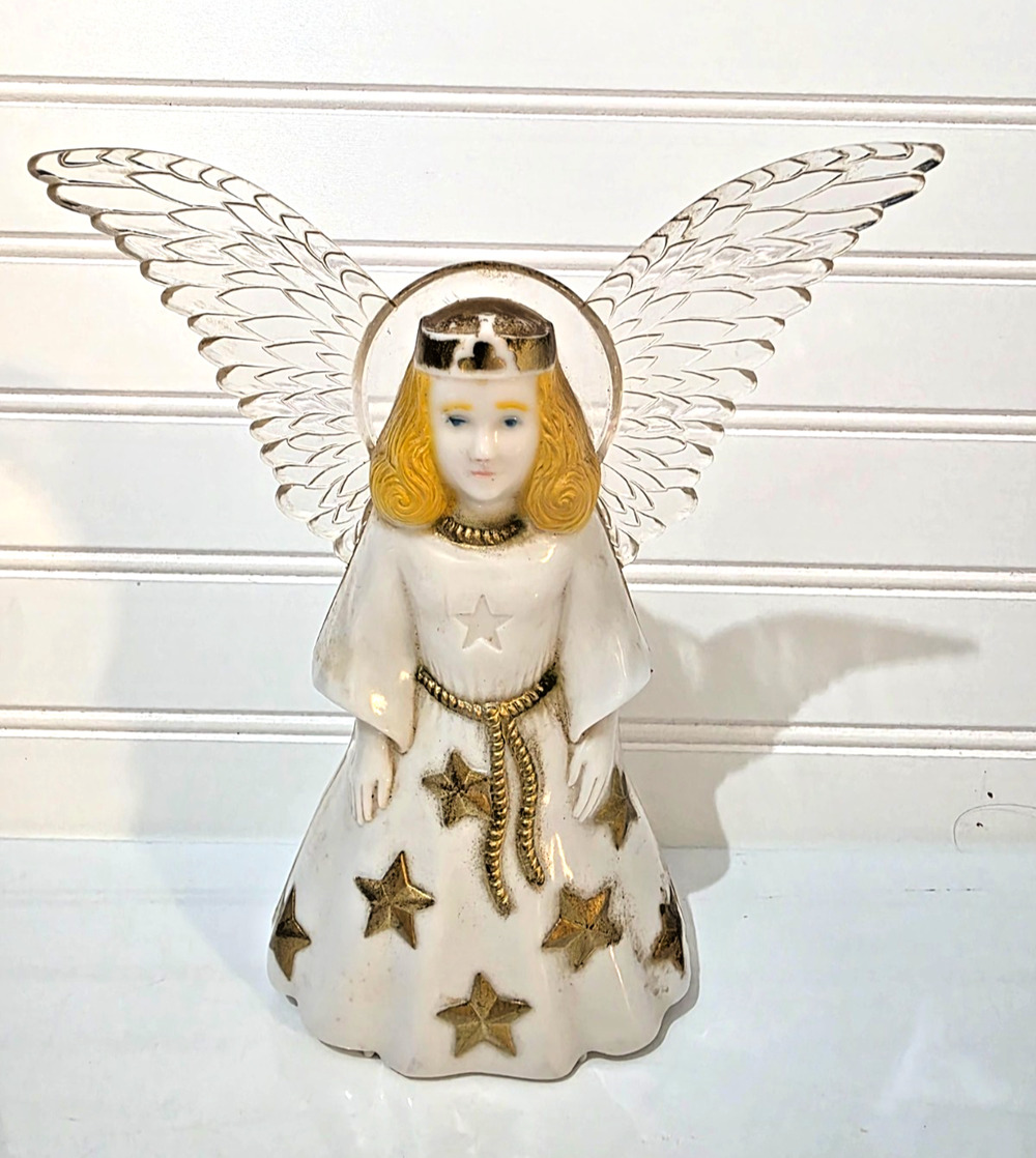 Vintage 8 1/4" Paramount Illuminated Angel Christmas Tree Topper Mantel
